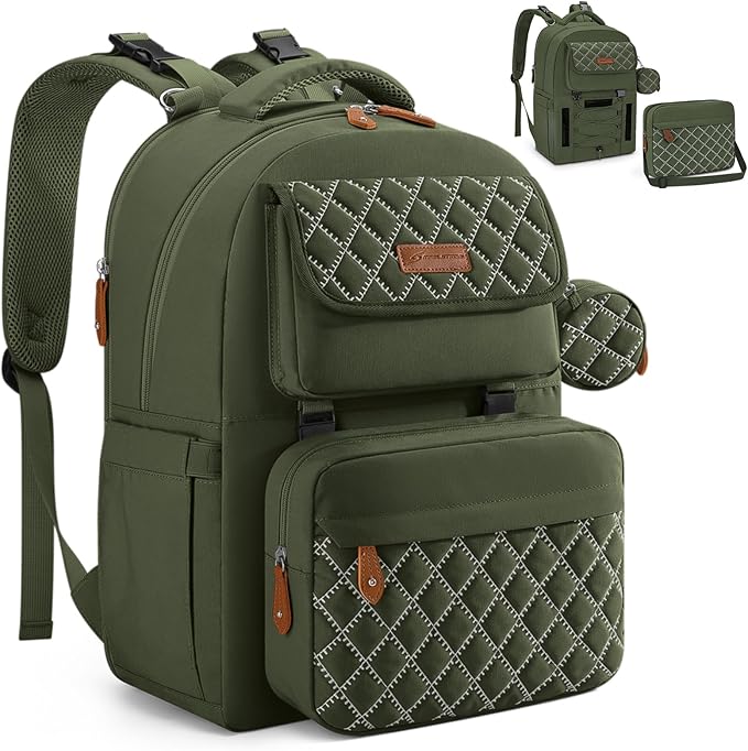 Large Diaper Bag,29L-45L Expandable Diaper Bag Backpack for 2 Kids/Twins Baby Stuff, with Removable Cross Body Bottle Bag for Mom/Dad,Stylish Baby Bag Gift for Boys/Girl-Army Green