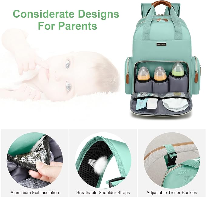 Diaper Bag Backpack with Changing Station, Baby Diaper Bag Organizer for Moms Dads Large Baby Changing Bags