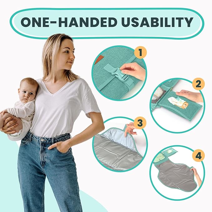 Portable Changing Pad for Baby, Travel Diaper Changing Pad for Newborn, Large Waterproof Baby Changing Mat, Foldable & Detachable Diaper Changing Station with Baby Wipes Pockets, Baby Stuff by Pillani