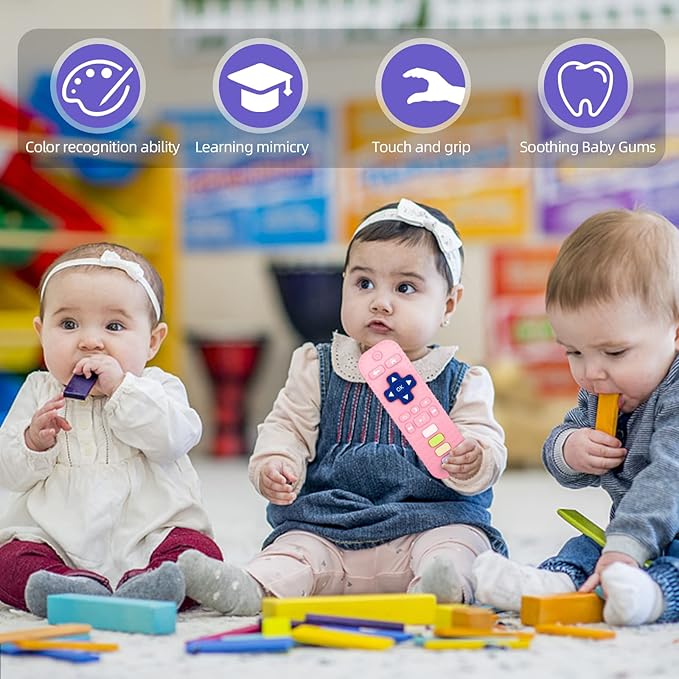 Chuya Silicone Remote Teethers Baby Teething Toys, TV Remote Teether for 0-6-12-18 Months Babies Infant Toddlers Baby Teething Relief Chew Toys BPA Free