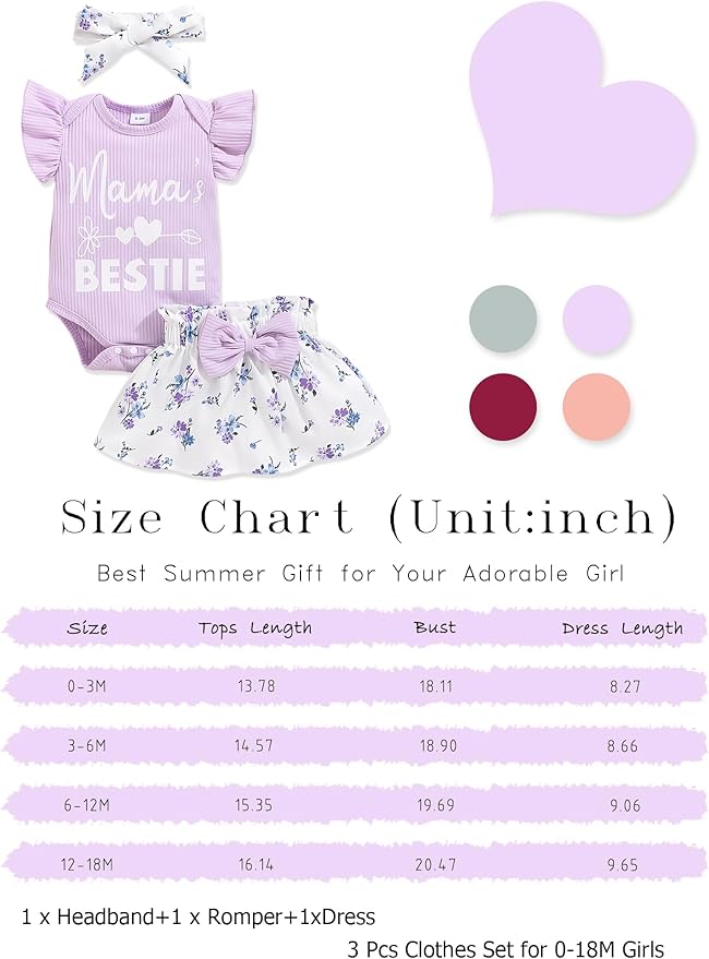 Newborn Infant Clothes Baby Girl Dress Summer Toddler Outfit Cute Girl Romper Skirt Set+Headband