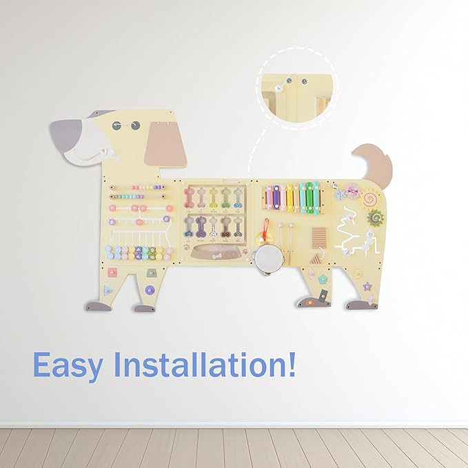 Dog Activity Wall Busy Board Panels, Toddler Learning Activity Center, Montessori Sensory Activity Board, Educational Toys for Children’s Playroom & Daycare
