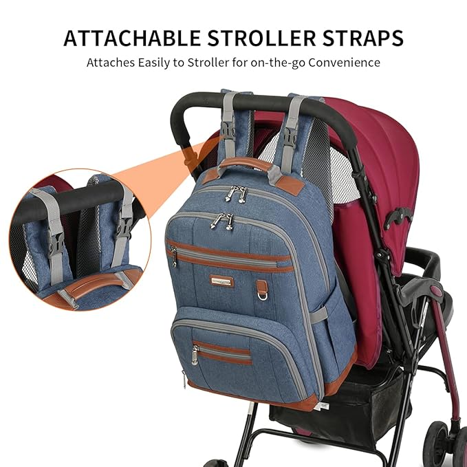 Diaper Bag Backpack, Large Baby Nappy Bags with Portable Changing Pad for Boys and GirlsMultifunction Travel Baby Bag for Moms Dads, Shower Gifts Waterproof and Stylish,Deep Blue