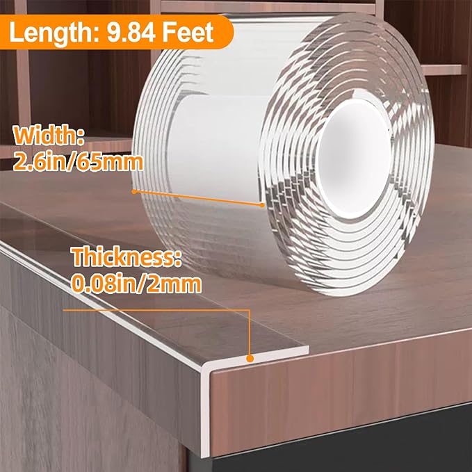 2.6 in x 9.84 FT,Clear Soft Corner Protectors for Furniture Strip,Sharp Edge & Table Bumper,Window Edge,Wall Protector, Soft Corner Guards Safe for Proof,Table Corner Protectors in Family