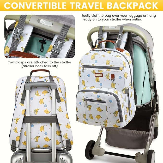 Diaper Bag Backpack, Large Baby Nappy Bags with Portable Changing Pad for Boys and GirlsMultifunction Travel Baby Bag for Moms Dads, Shower Gifts Waterproof and Stylish