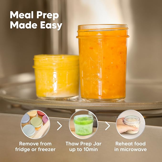 KeaBabies 4pk 8oz Glass Baby Food Containers with Lids - Leak-Proof, Microwavable Small Glass Jars, Baby Purees & Toddler Snack Storage Containers, BPA-Free, Dishwasher & Freezer Safe (Roseate)