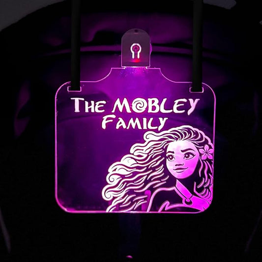 Personalized Night Light Stroller Name Tag, Mouse Ears Sign, Light up Family Stroller Sign for Theme Parks, Amusement Park Family Sign (Style 8)