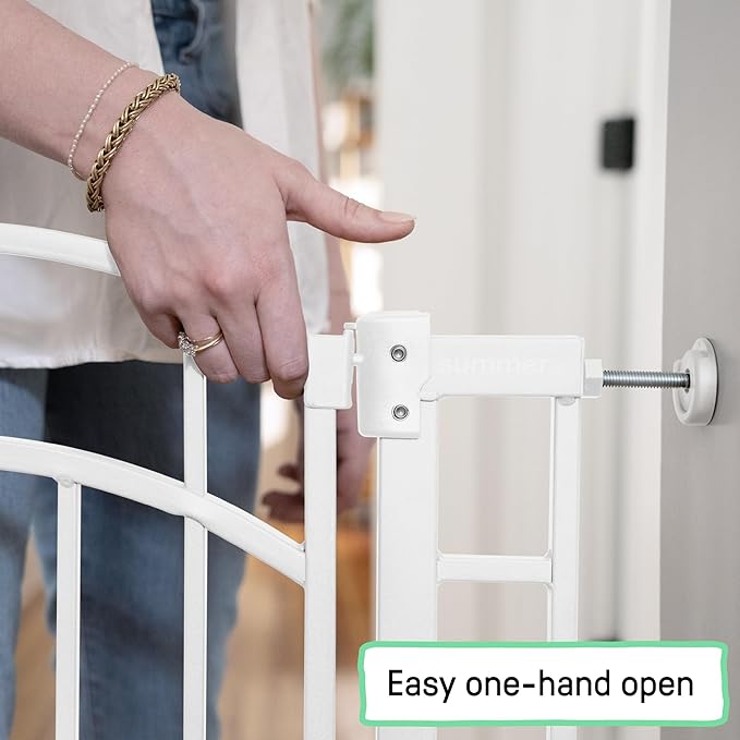 Ingenuity Decorative Extra Tall Baby Gate & Dog Gate, 28.5"-48" Wide, 36" Tall, Hardware or Pressure Mounted, Install on Top or Bottom of Stairs, Banister, or Doorway - White