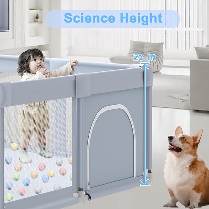 Baby Playpen Baby Playard Large playpen 74 x 50 inch, Playpen for Babies and Toddlers with Gate, Safety Baby Activity Center for Indoor & Outdoor