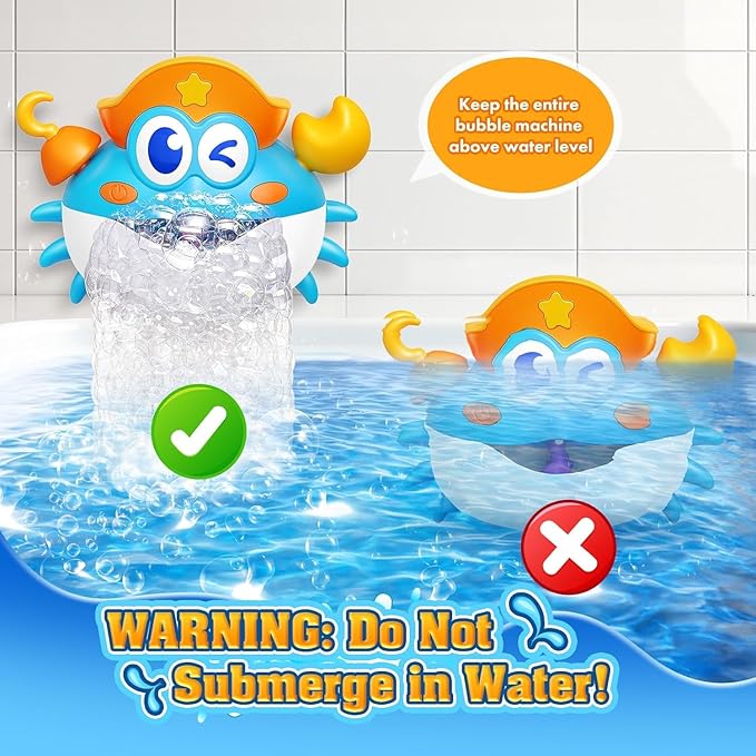 Bath Toys,Crab Baby Bath Toys Light Up Bath Bubble Machine with Colourful RGB Light Great Birthday Gift for Boys and Girls Toddler Toy for Kids Ages 1-3 4-8