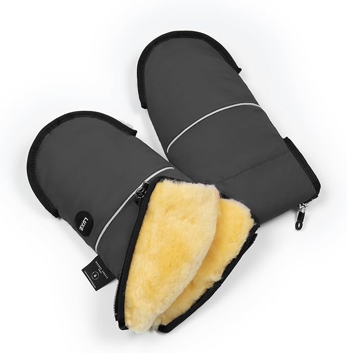 Werner Christ Baby Sheepskin Hand Warmer - GLOVY Luxe Gloves are The Ideal Baby Carriage muff Made of Medical Fur, Warm Universal and Water-Repellent Hand muff
