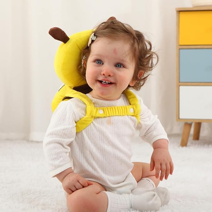Baby Head Protector Backpack -Soft & Lightweight Pads - Prevents Bebes Backward Fall Bee