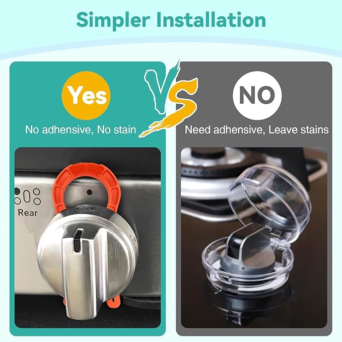 Stove Stoppaz Gas Stove Knob Locks Protecting Kids and Pets; Oven Stove Knob Locks for Child Safety (5 Pack, Red)