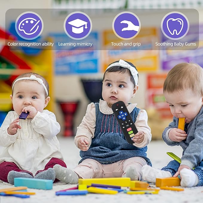 Chuya Baby Teether Toy Chew Toys for Babies 3-24 Months TV Remote Control Shape Teething Relief for Infants (Black)