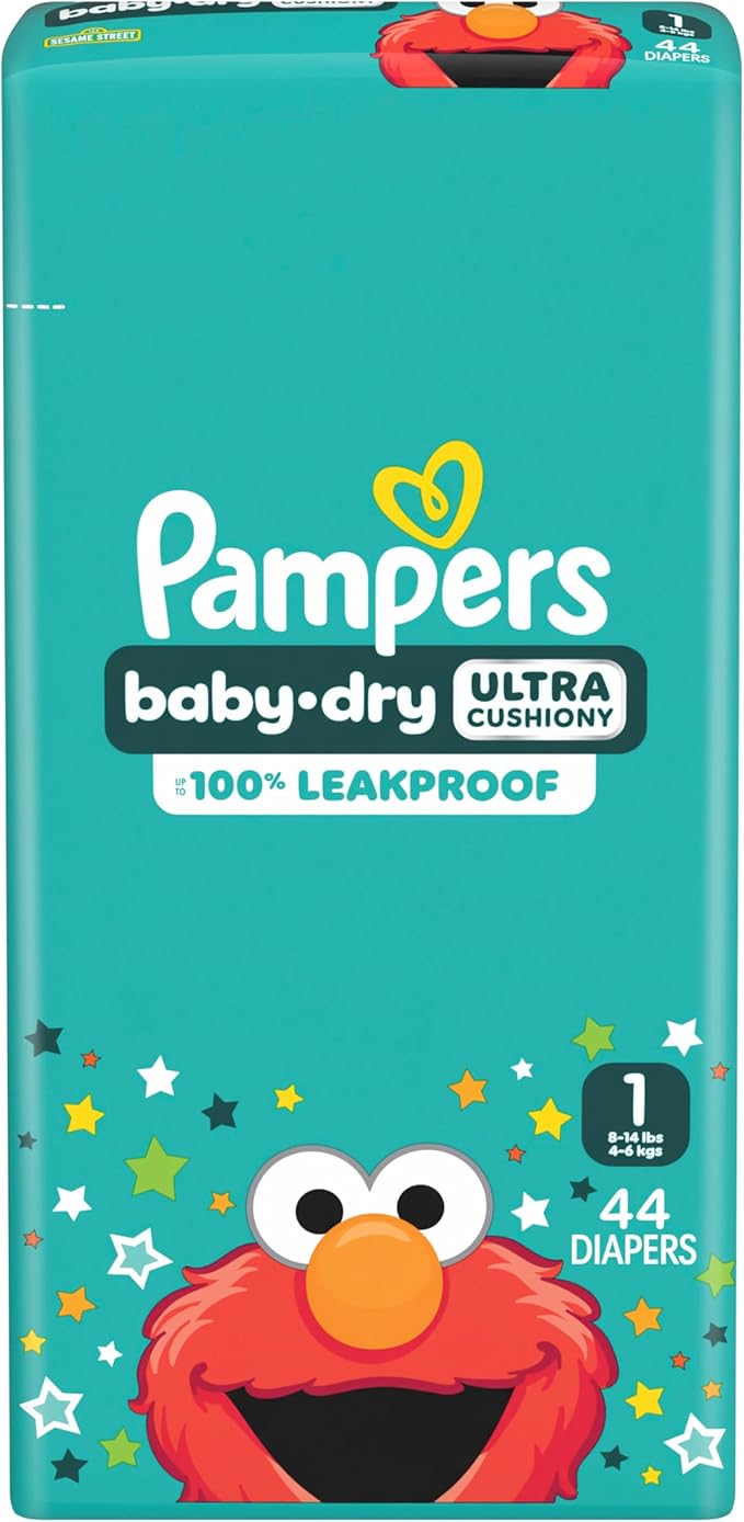Pampers Diapers - Baby Dry - Size 1, 44 Count, Absorbent Disposable Infant Diaper (Packaging May Vary)