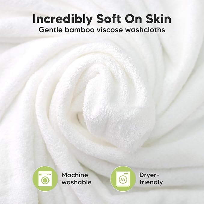6-Pack Soft Baby Washcloths, Viscose from Bamboo - Kids, Newborn Bath Towels, Infant Shower, Toddler Reusable Face Towel, Gentle on Skin, Face Wash Cloths for Babies, 10x10 (Stone)