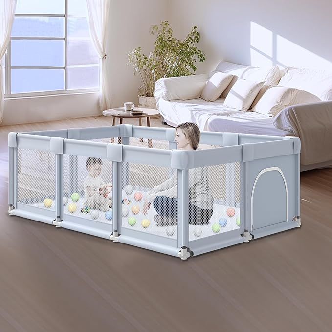 Baby Playpen Baby Playard Large playpen 74 x 50 inch, Playpen for Babies and Toddlers with Gate, Safety Baby Activity Center for Indoor & Outdoor