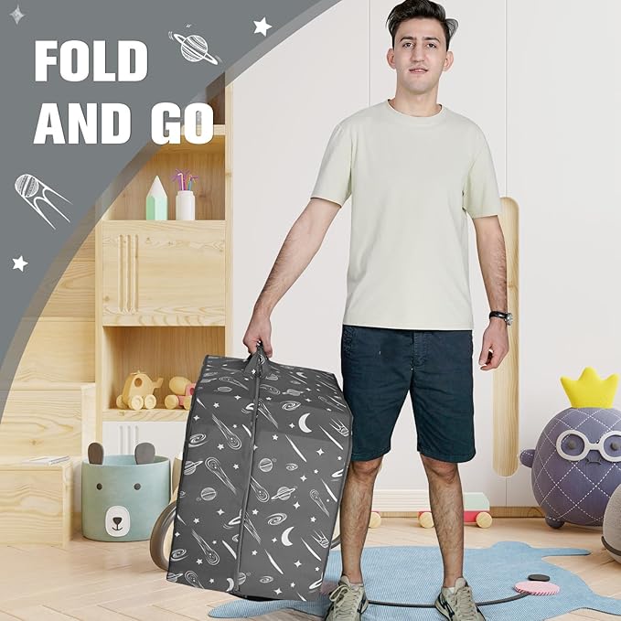 JOYWOO Toddler Floor Bed, Toddler Travel Bed for 3-6, Foldable Portable Toddlers Beds for Home/Playing/Nap/Hotel, Kids Floor Crib with Washable Cloth Cover, Toddlers Cots for Kids Sleeping, Charcoal