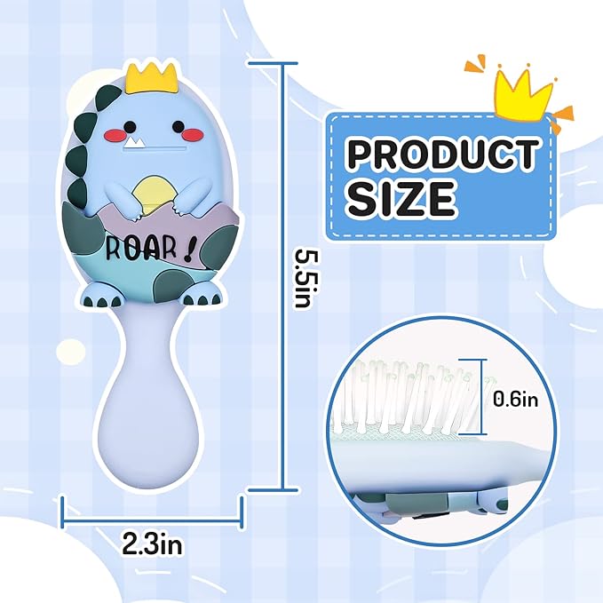 Toddler Detangler and Massage Brush - Mini Air Cushion Brush for Kids' Thin Hair - Blue