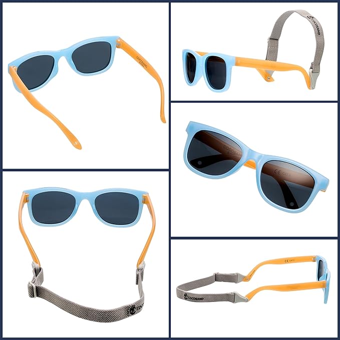 COCOSAND Flexible Polarized Baby Sunglasses with Strap UV Protection for Toddler Infant Girl Boy Age 0-24 Months