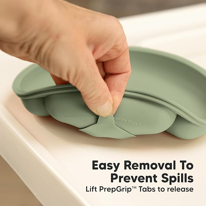 KeaBabies Suction Plates for Baby, Toddler - 3-Pack 100% Silicone Toddler Plates with Suction, Divided, BPA-Free Baby Led Weaning Essentials for Kids, Dishwasher, Microwave Safe, Durable (Forest)