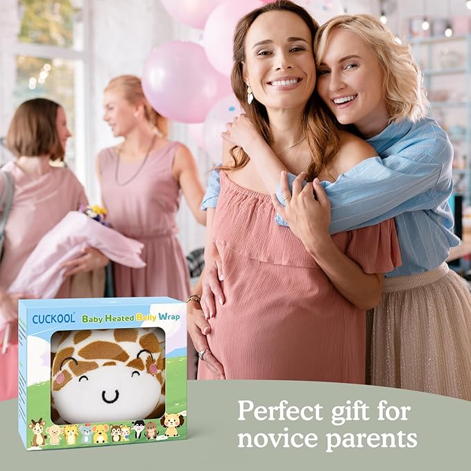 Baby Colic and Gas Relief, Heated Tummy Wrap for Newborns Belly Relief by Soothing Warmth, Baby Heating Pad Swaddling Belt Relief & Soothe Gas, Colic and Upset Stomach for Newborn to Toddler (Giraffe)