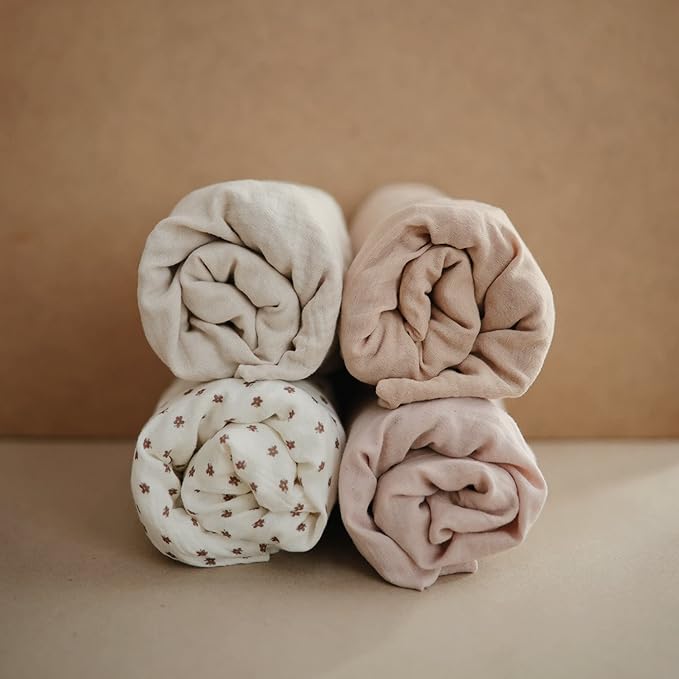 mushie Extra Soft Muslin Fitted Changing Pad Cover (Pale Taupe)
