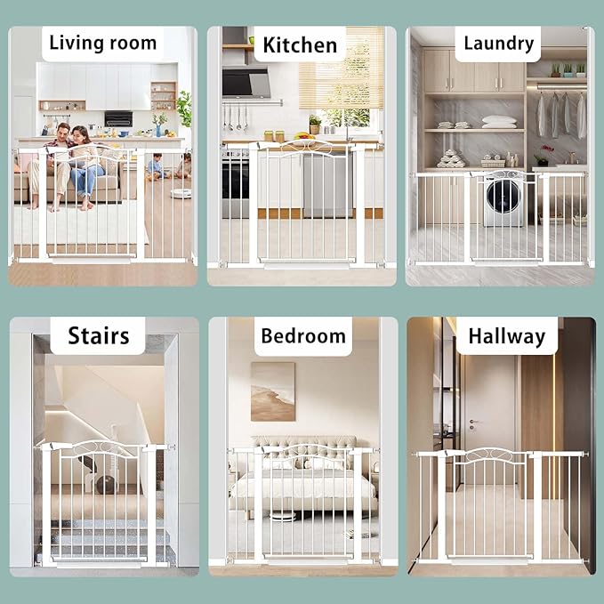Fairy Baby 57.1"-59.8" Extra Wide Press Mounted Baby Gate Indoor for Kids Or Pets Walk Thru No Drill Long Dog Gates for The House Doorway Child Safety Gate