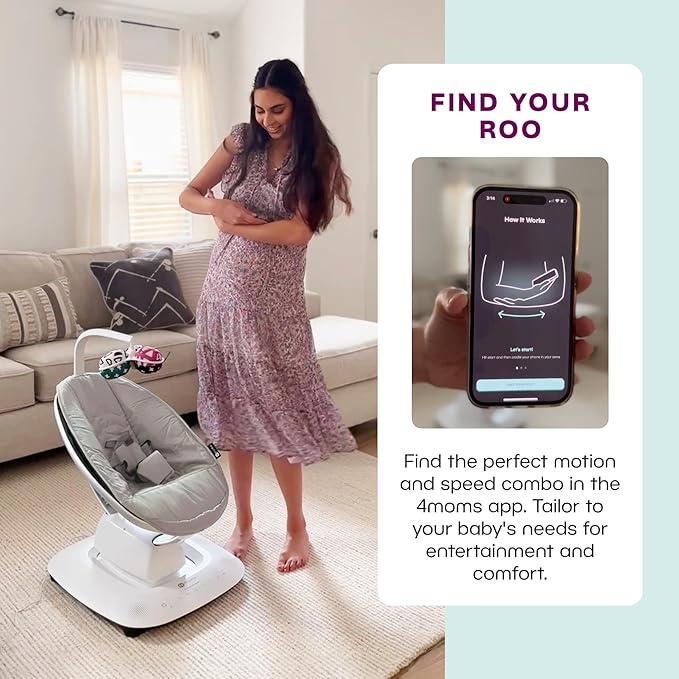 4moms MamaRoo Multi-Motion Baby Swing, Bluetooth Enabled with 5 Unique Motions, Birch