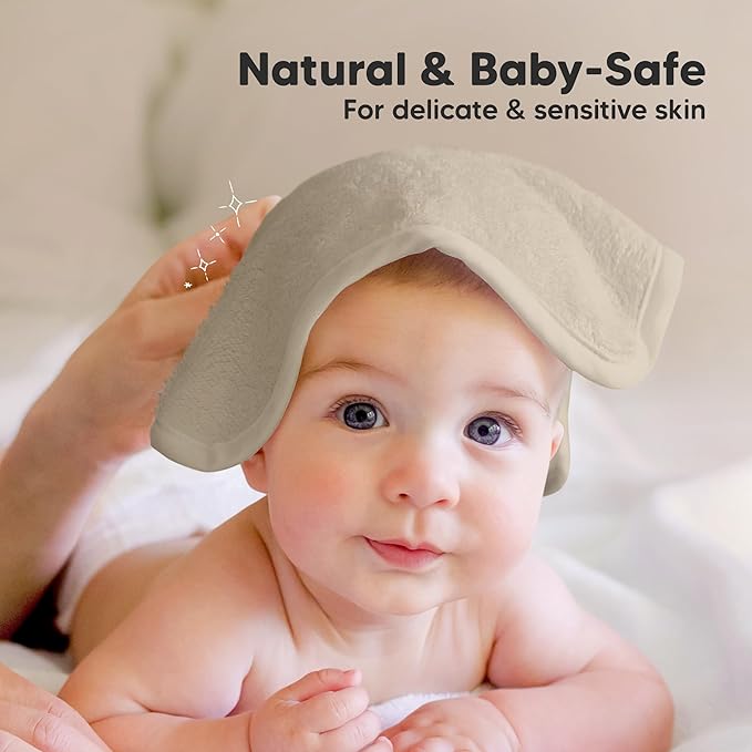 6-Pack Soft Baby Washcloths, Viscose from Bamboo - Kids, Newborn Bath Towels, Infant Shower, Toddler Reusable Face Towel, Gentle on Skin, Face Wash Cloths for Babies, 10x10 (Hills)