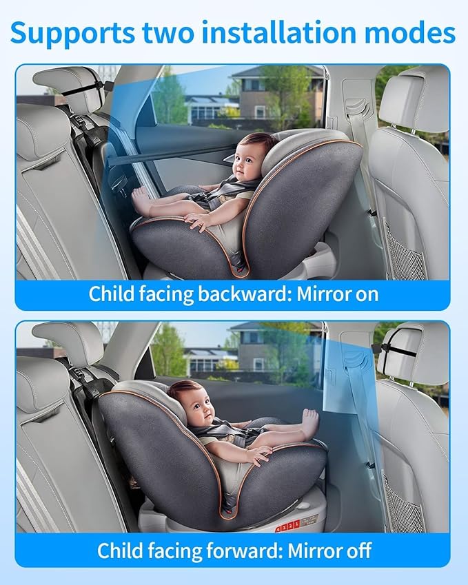 1296p Full HD Baby Car Camera, Car Baby Monitor with 7" Touchscreen, CarPlay, No-Glow Night Vision, 150° Wide Angle, Live Rear Seat View, Easy Installation, Fits Most Cars