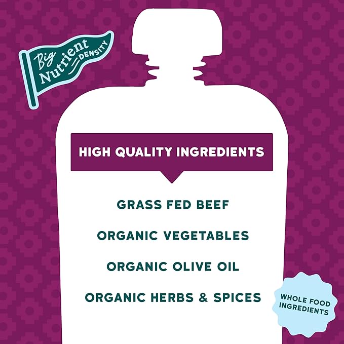 Serenity Kids 7+ Months World Explorers Beef Chimichurri Baby Food Pouches - Baby Puree Made with Organic Veggies & Ethically Sourced Beef - BPA-Free Pouches - 3.5 Oz, 6 Pack