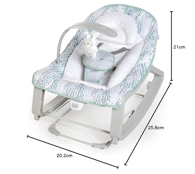 Ingenuity Keep Cozy 3-in-1 Grow with Me Vibrating Baby Bouncer Seat & Infant to Toddler Rocker, Vibrations & -Toy Bar, 0-30 Months Up to 40 lbs (Spruce)
