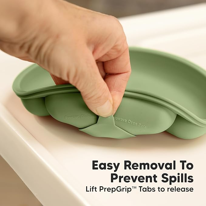 KeaBabies Suction Plates for Baby, Toddler - 3-Pack 100% Silicone Toddler Plates with Suction, Divided, BPA-Free Baby Led Weaning Essentials for Kids, Dishwasher, Microwave Safe, Durable (Quantum)