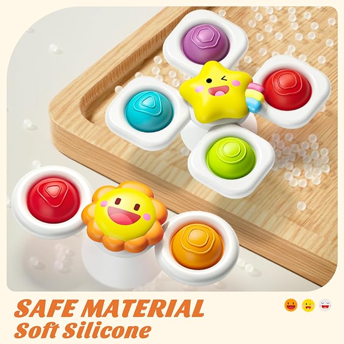 SpringFlower Baby Bath Toys, Suction Cup Spinner Toys for 6 12 18 Months Toddlers, Birthday Baby Gifts Sensory Toys Bath Toys Travel Table Toy