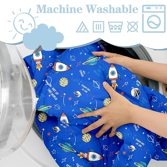 Shopping Cart Cover for Baby Girl Boy 2-in-1 High Chair Water Resistant High Chair Cover Blue Space Rocket Gender Neutral Cart Cover for Babies Padded Grocery Cart Cover for Baby