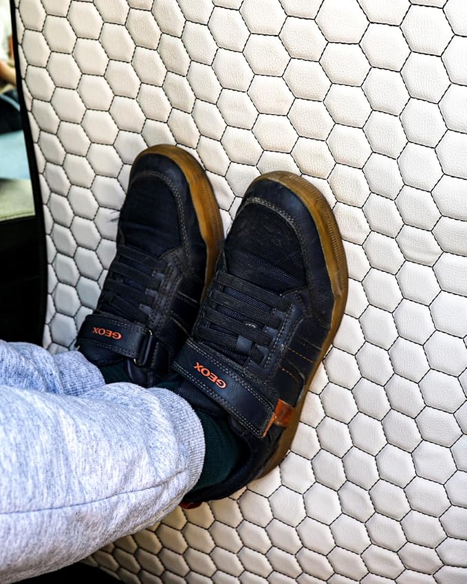 Owleys Kick Mats - Luxury Eco-Leather Back Seat Covers 27.5"x 19" - Waterproof Car Protectors for Kids Feet - Premium Gift for Family Cars SUV Sedan Truck - 2-Pack White