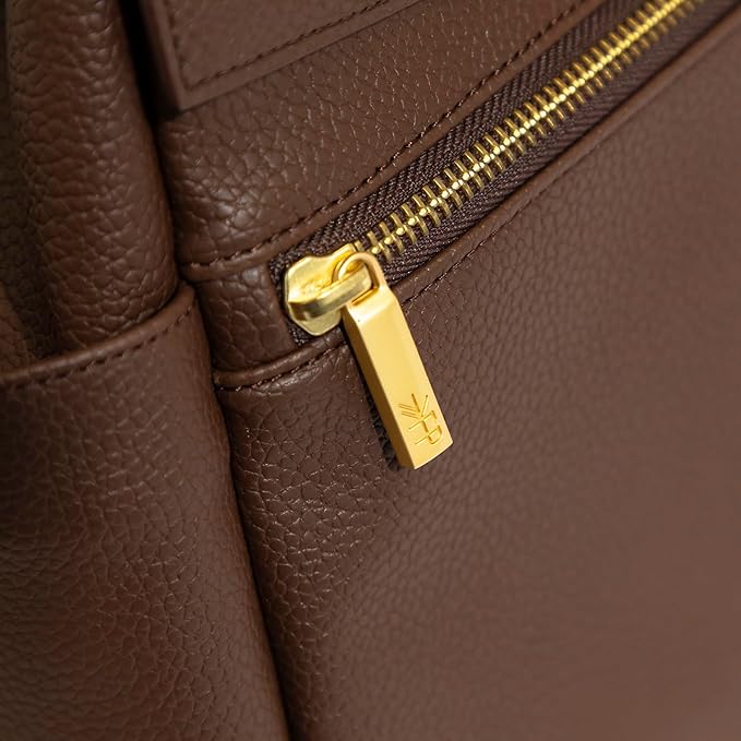 Freshly Picked Mini Classic II Diaper Bag Backpack, Wipeable Vegan Leather With Changing Pad, Convertible (Espresso V2)