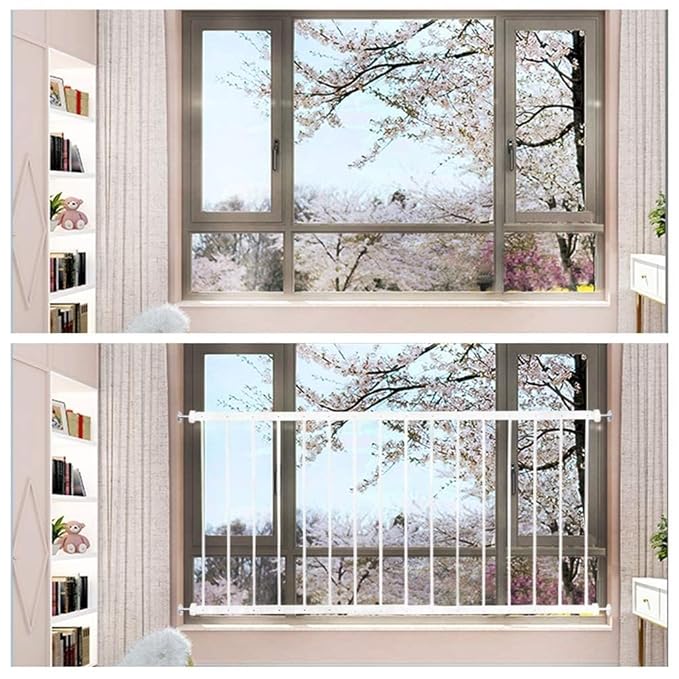 WAOWAO Window Safety Guards for Children Kids Child Toddler Pets Proof Extra Wide White Tension Security Window Guard Gate for Home Fit 36.22"-61.41" Sliding Windows (2 Piece)