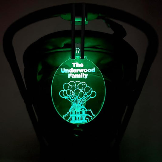 Personalized Night Light Stroller Name Tag, Mouse Ears Sign, Light up Family Stroller Sign for Theme Parks, Amusement Park Family Sign (Style 12)