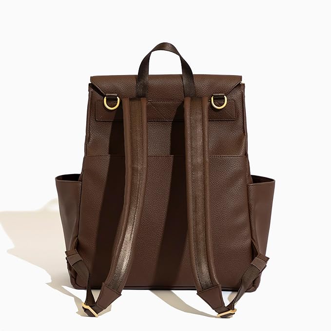 Freshly Picked Classic II Diaper Bag Backpack, Wipeable Vegan Leather With Changing Pad, Convertible (Espresso V2)