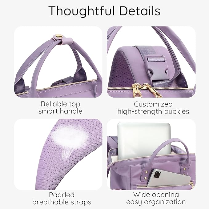 AIJIEKE Diaper Bag, Large Wide-Open Baby Diaper Backpack, Multi-functional Baby Travel Tote Bag, Diaper Bag with Changing Pad, Diaper Bags for Mom & Maternity (Purple)