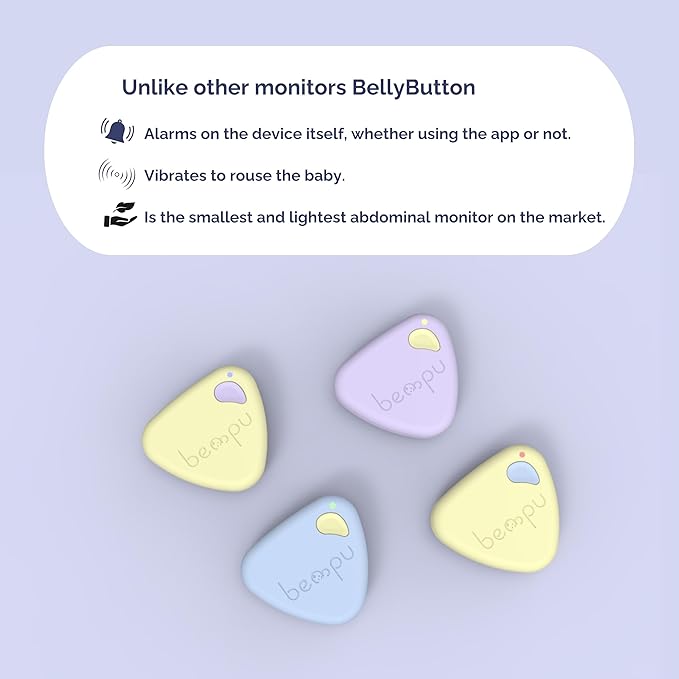 Bellybutton Smart Breathing Baby Monitor for Safer Sleep with Gentle Vibration, App Notifications, Easy to Clip, Portable, Medical-Grade Materials & Non-Bulky Design