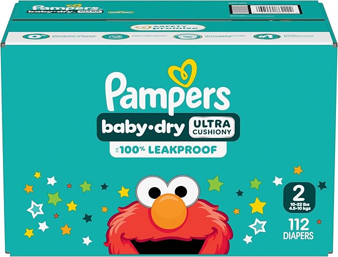 Pampers Diapers - Baby Dry - Size 2, 112 Count, Absorbent Disposable Infant Diaper (Packaging May Vary)