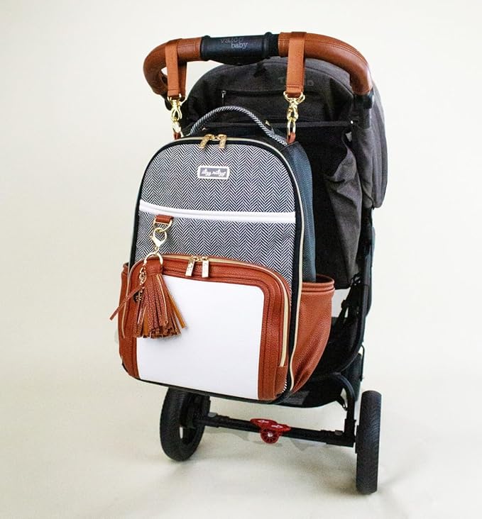 Itzy Ritzy Diaper Bag Backpack – Large Capacity Boss Plus Baby Backpack Diaper Bag Featuring 19 Pockets, Changing Pad, Stroller Clips, and Comfortable Straps (Coffee & Cream)