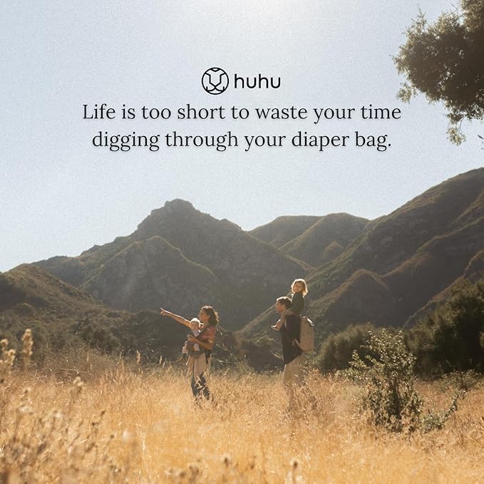 Huhu Diaper Bag Backpack – Large Baby Bag for Moms & Dads – Water-Resistant, Unisex Travel Kit for New Parents – Includes Changing Pad and 2 Organizer Pouches (Midnight Black)