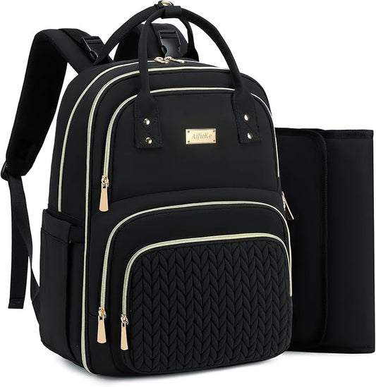 Diaper Bag Backpack - Large Multi functional, Boys, Girls & Baby Travel Essentials Tote with Changing Pad, Insulated Pockets, Stroller Straps, Waterproof - Baby Backpack for Mom & Maternity (Black)