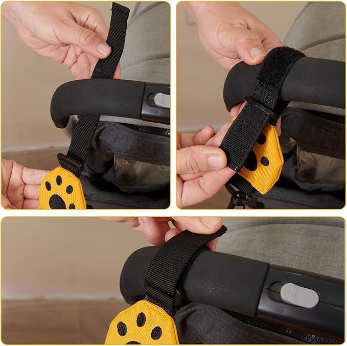 SUNVENO Kitty Stroller Organizer Bag – Universal Baby Stroller Caddy with 2 Cup Holders, Adjustable Straps, Waterproof Oxford, Lightweight Travel Accessory for Strollers, Prams & Pushchairs,Yellow