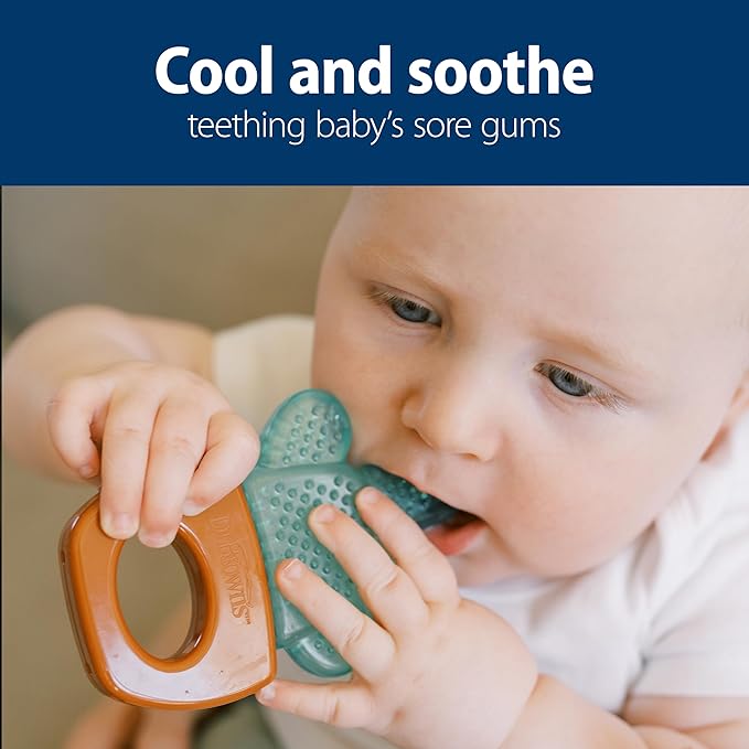 Dr. Brown's AquaCool Water-Filled Teether, Cooling Baby Teether Toy for Sore Gums, Green Cactus, BPA Free, 3m+, 4 Pack
