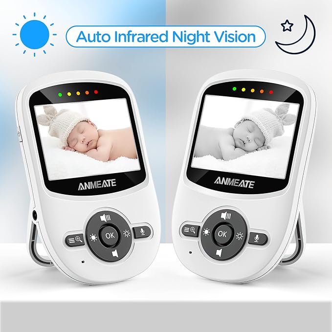 ANMEATE Video Baby Monitor with Digital Camera, Digital 2.4Ghz Wireless Video Monitor with Temperature Monitor, 960ft Transmission Range, 2-Way Talk, Night Vision, High Capacity Battery(1 Camera)